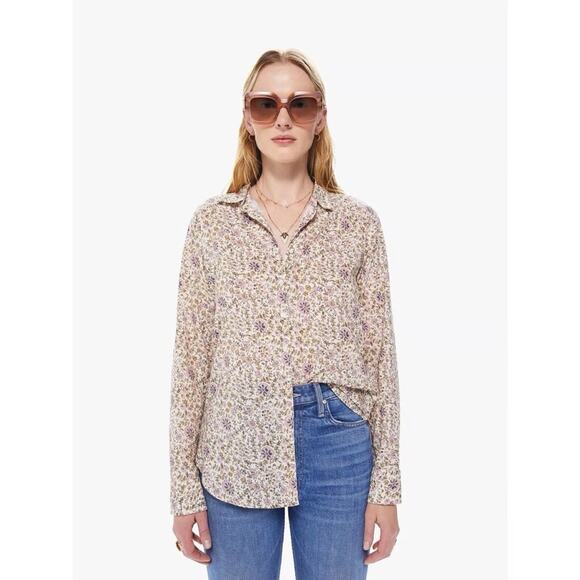 Xirena $190 Beau Ivy Vines Floral Cotton Button Down Shirt Top SZ M - Picture 1 of 12